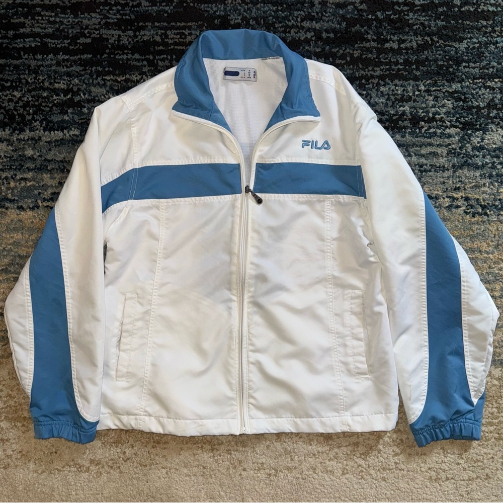 FILA White & Light Blue Track Jacket